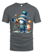 Cute Astronaut Space T Shirt Cartoon Galaxy Explorer Style Art - gray t-shirt on white background