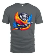 From Ashes We Rise Phoenix Jet T Shirt Bold Fighter Spirit Art - gray t-shirt on white background