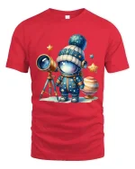 Cute Astronaut Space T Shirt Cartoon Galaxy Explorer Style Art - red t-shirt on white background