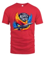 From Ashes We Rise Phoenix Jet T Shirt Bold Fighter Spirit Art - red t-shirt on white background