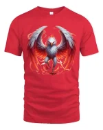 Fiery Phoenix Eagle T Shirt Mythical Flame Wings Power Design - red t-shirt on white background