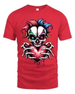 Creepy Skull Heart T Shirt Dark Love Gothic Graphic Style - red t-shirt on white background