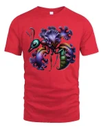 Surreal Floral Insect T Shirt Artistic Fantasy Nature Design - red t-shirt on white background