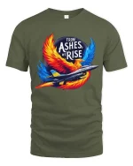 From Ashes We Rise Phoenix Jet T Shirt Bold Fighter Spirit Art - military green t-shirt on white background