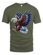 Majestic Flying Eagle T Shirt Bold Patriotic Freedom Style Art - military green t-shirt on white background