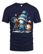 Cute Astronaut Space T Shirt Cartoon Galaxy Explorer Style Art - navy t-shirt on white background