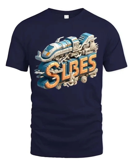 Retro Vibes Train T Shirt Vintage Style Travel Graphic Design - navy t-shirt on white background