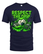 Respect The Drip Soccer T Shirt Funny Slime Goalkeeper Style - navy t-shirt on white background