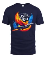 From Ashes We Rise Phoenix Jet T Shirt Bold Fighter Spirit Art - navy t-shirt on white background