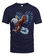 Majestic Flying Eagle T Shirt Bold Patriotic Freedom Style Art - navy t-shirt on white background