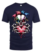 Creepy Skull Heart T Shirt Dark Love Gothic Graphic Style - navy t-shirt on white background